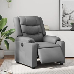 vidaXL Poltrona reclinável elétrica couro artificial cinzento