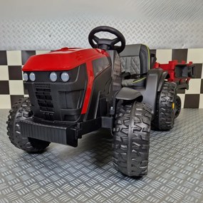 Trator elétrico crianças 12V tractor Farmer Rodas borracha Com controlo remoto Vermelho