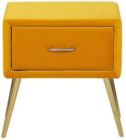 Mesa de cabeceira com 1 gaveta em veludo amarelo FLAYAT Beliani