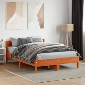 Cama sem colchão 120x190 cm madeira pinho maciça castanho-mel