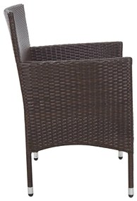 4 pcs conjunto lounge jardim c/ almofadões vime PE castanho