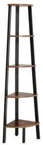 Estante de canto de design industrial 5 prateleiras 32,5 x 159 x 34 cm Castanho Vintage