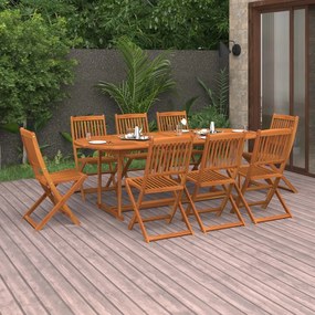 vidaXL 9 pcs conjunto de jantar para jardim 220x90x75 cm acácia maciça