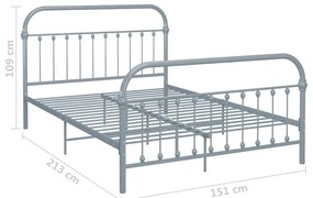 Estrutura de cama metal 140x200 cm cinzento