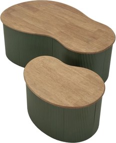 MESA DE CENTRO FRANKFURT CONJUNTO DE 2 PEÇAS 87X53X32-50X35X28 CM VERDE E CASTANHO