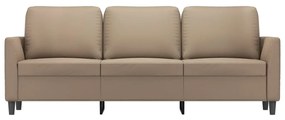 Sofá de 3 lugares 180 cm couro artificial cor cappuccino