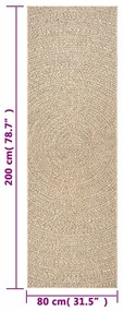 Tapete ZIZUR 80x200 cm aspeto de juta interior e exterior