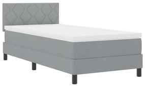 Cama Box Spring com Colchão Cinza Claro 100x200 cm Tecido