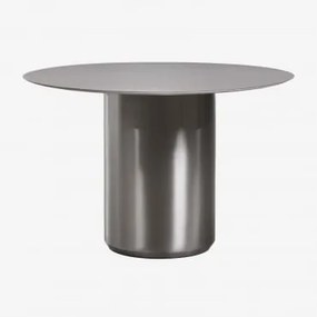 Mesa De Jantar Redonda Ø120 Cm Luceida Aço Inoxidável Escovado & Aço Inoxidável Escovado - Sklum