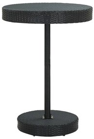 45859 vidaXL Mesa de jardim 75,5x106 cm vime PE preto
