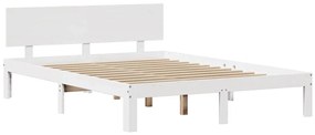 Estrutura cama c/ cabeceira 135x190 cm pinho maciço branco