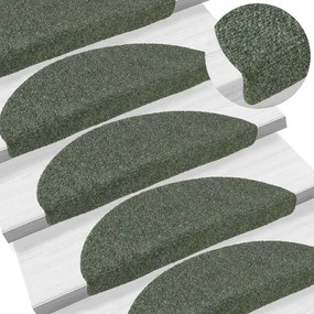 vidaXL Tapetes de escada adesivos 20 pcs 56x17x3 cm verde