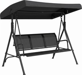 Outsunny Baloiço de Jardim Exterior de 3 Lugares com Toldo Reclinável Assento Respirável e Estrutura de Aço 175x118x159 cm Preto | Aosom Portugal