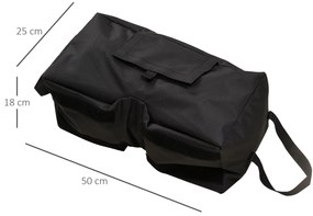 Conjunto de 2 Bolsas de Areia para Peso de Chapéu de Sol 50 kg Base para Chapéu de Sol com Pá e Alças 50x25x18 cm Preto