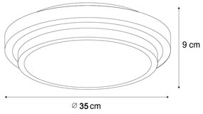 Candeeiro de teto moderno preto e branco 35cm IP44 - Walden Moderno