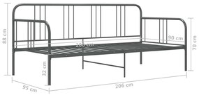 Sofá-cama 90x200 cm metal cinzento