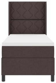 Cama Box Spring vidaXL com Colchão e LED Marrom Escuro 90x190 cm Tecid