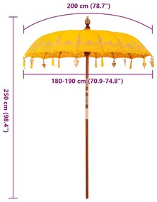 Guarda-sol Outros Manual Amarelo x 250 cm Algodão e madeira
