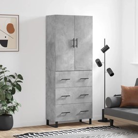 vidaXL Armário alto 69,5x34x180 cm derivados de madeira cinza cimento