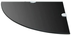 Prateleiras canto 2 pcs suportes cromados 35x35cm vidro preto