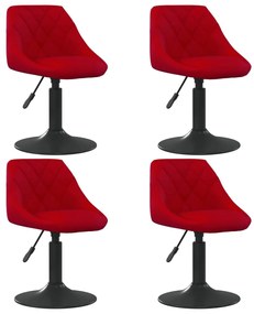 Cadeiras de jantar giratórias 4 pcs veludo vermelho tinto