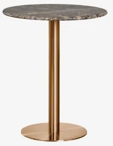 Mesa De Bar Redonda Em Pedra Natural Xiren Ø70 Cm & Mármore Castanho Emperador & Ouro Rosa Escovado - Sklum