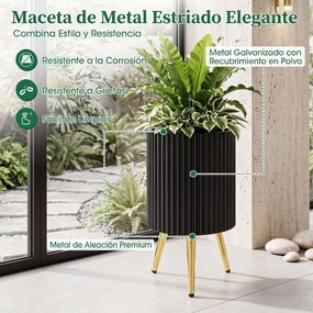 Conjunto de 2 Floreiras Metálicas (PLANTAS NÃO INCLUIDA), 35 x 35 x 53,5 cm, Pernas Elevadas, Preto