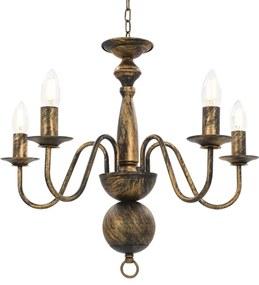 Lustre antigo de 5 lâmpadas E14 preto