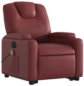 Poltrona reclin. elevatória elétrica couro artif vermelho-tinto