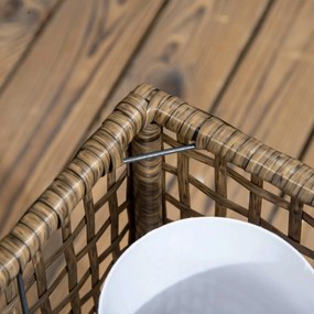 Candeeiro Solar de Jardim em Vime Sintético – 15,5x15,5x46 cm – Marrom