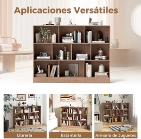 Estante de 10 cubos com 3 níveis Organizador de arrumação Estante anti-queda 140 cm para sala de estar Quarto Natural