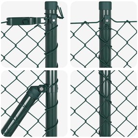 Conjunto de Postes de Cerca Verde 0.4 x 10 m Aço Galvanizado