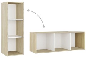 Móveis de TV 2pcs 107x35x37cm contrapl. branco/carvalho sonoma