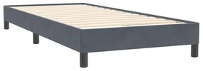 Cama com molas sem colchão cinza-escuro 80x220 cm veludo