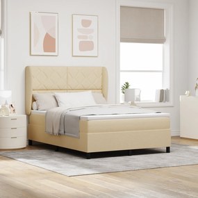 Cama Box com Colchão vidaXL Creme 160x200 cm Tecido