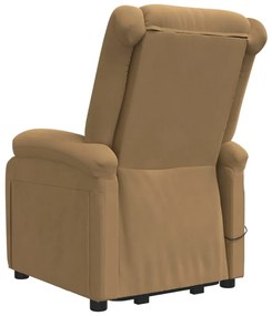 Poltrona elevatória de massagens veludo castanho