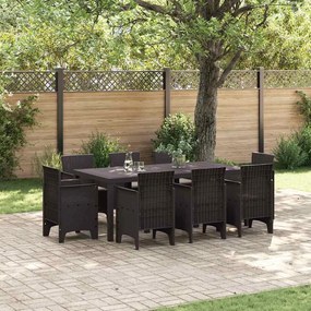vidaXL Conjunto de Jantar no Jardim 9 pcs Castanho Plástico