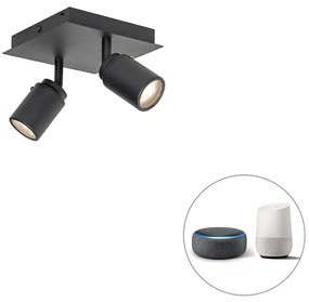 LED Spot de banheiro inteligente quadrado preto IP44 incluindo 2 WiFi GU10 - Ducha Moderno