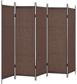 vidaXL Divisão de quarto com 5 painéis 250x180 cm castanho