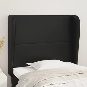 Cabeceira de cama c/ abas couro artif. 93x23x118/128 cm preto