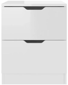 Mesas cabeceira 2 pcs 40x40x50 cm contraplacado branco brilhante