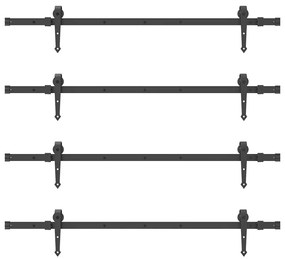 Kit de ferragens para porta deslizante 305 cm aço preto