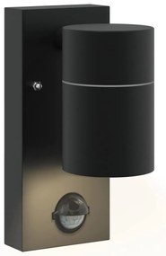Arandelas de Parede Externas com Sensor 2 pcs Aço Inoxidável Preto IP4