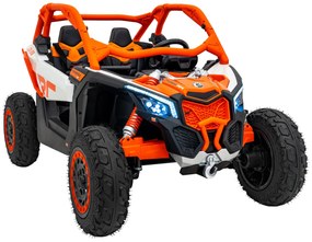 Carro elétrico para Crianças 2 Lugares 24V CAM-AM Buggy Maverick Turbo RR STRONG Motor 320 W, Rodas AR bombeado, assento couro ecológico Laranja