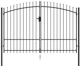 Portão p/ cerca porta dupla topo em espetos 3x2 m aço preto
