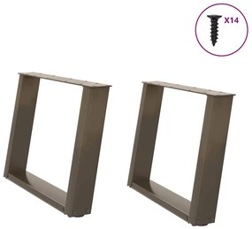 Pés para mesa de centro em formato de U, 2 peças, aço natural, 60x(42-