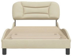 Estrutura de cama sem colchão 100x200 cm tecido cor creme