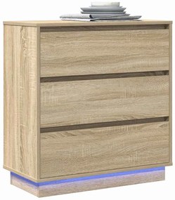 Cômoda com LED vidaXL Carvalho Sonoma 71x34,5x75 cm Madeira Engenharia