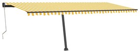 Toldo autom. LED e sensor de vento 600x350 cm amarelo/branco