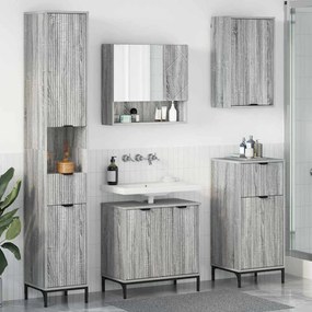vidaXL Conjunto de Móveis para Banheiro com gaveta Cinza Sonoma